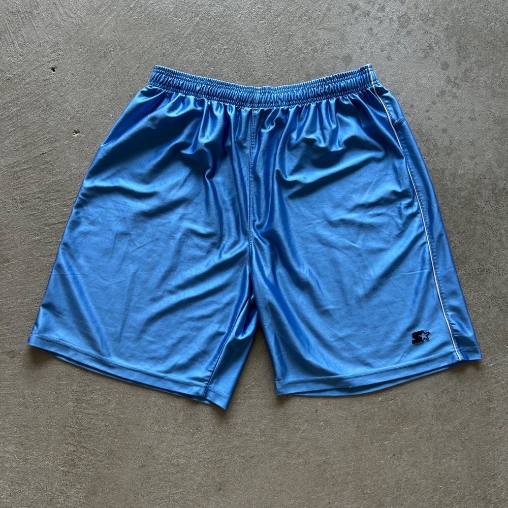 Vintage Starter Basketball Shorts Size Large Light Blue Y2K Shiny Dazzle Baggy